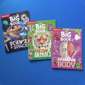 Kidsbooks 3 Books; The Big Book of Science &Space, Animals, Human Body